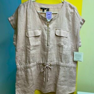 Beautiful linen blush tops short sleeve.